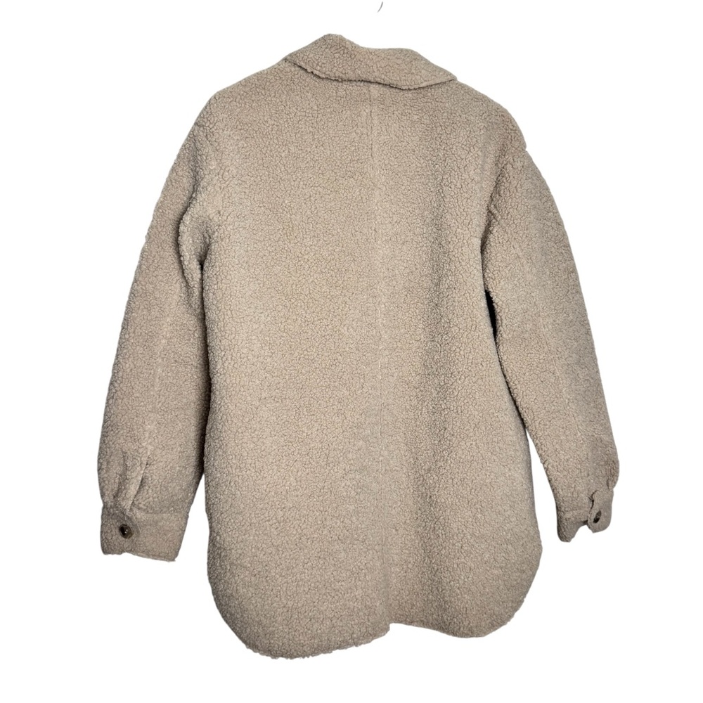 Joie Womens Beige Sherpa Fleece Shacket Button Front Teddy Coat XS NWT - Picture 3 of 5